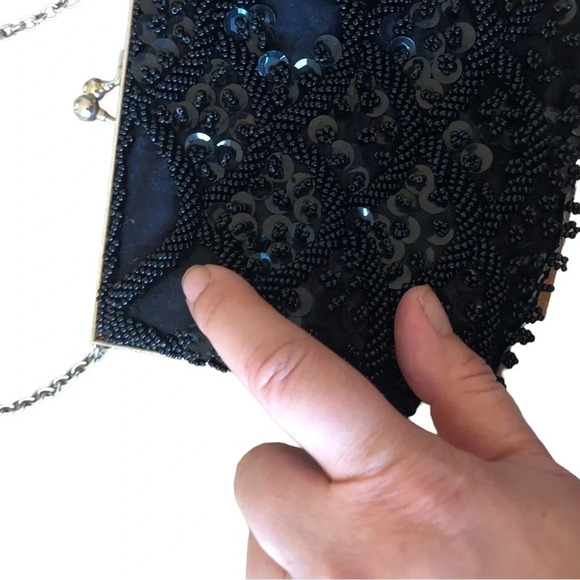 Vintage black beaded formal purse evening bag special occasion Holiday party - Picture 4 of 12